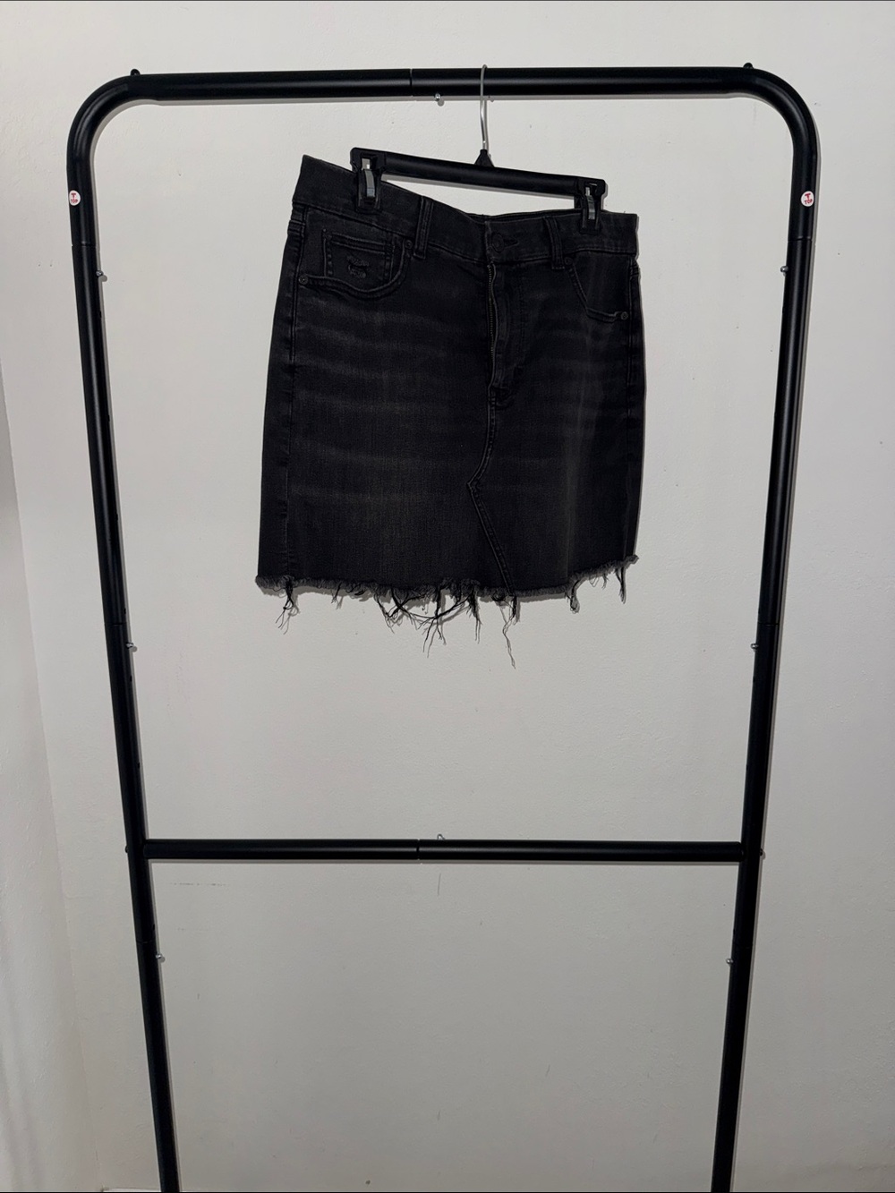American Eagle Outfitters Black Distressed Denim Mini Skirt